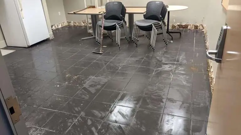 water damage lunch room